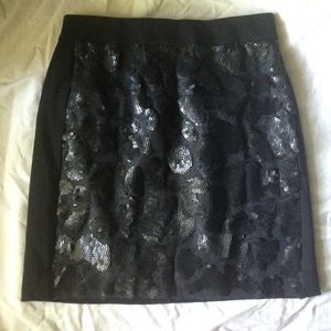 Ann Taylor Black Sequined Skirt