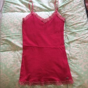 Pink lace cami with adjustable straps