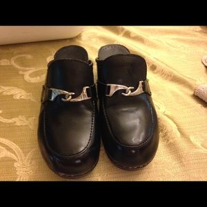 Black with buckle slip on clog size 8