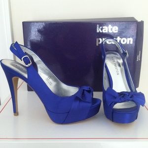 Kate Preston bright blue party platform heels