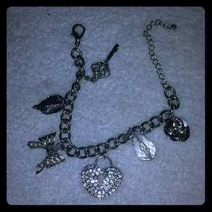 Heart and bow charm bracelet
