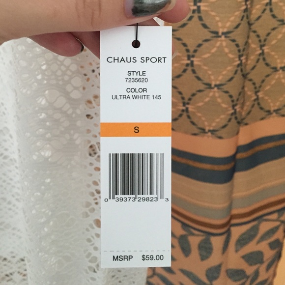 White Lace Top with White Under Tank - Picture 2 of 4