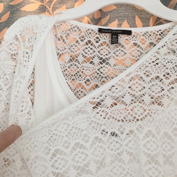 White Lace Top with White Under Tank - Picture 4 of 4