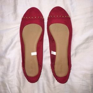 NWOT Red Studded Flats