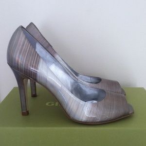 Gianni Bini metallic peep-toe leather heels