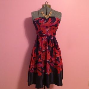 Strapless Abstract Floral Print Dress