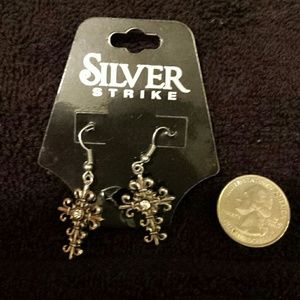 Genuine  silver cross earrings