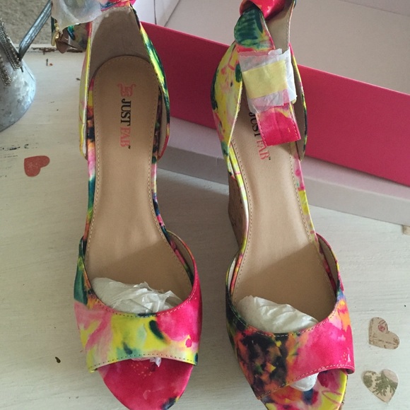 Beautiful floral ankle strap wedges