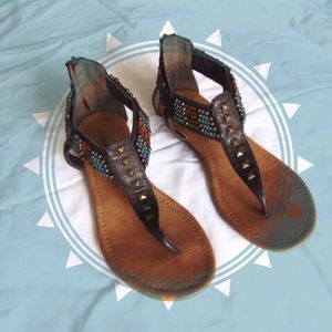 🌜Beaded & Studded Low Wedge Sandal🌛