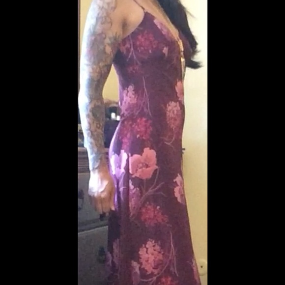 Burgundy floral dress from Express