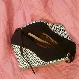 Black and White Wedge Peep Heel