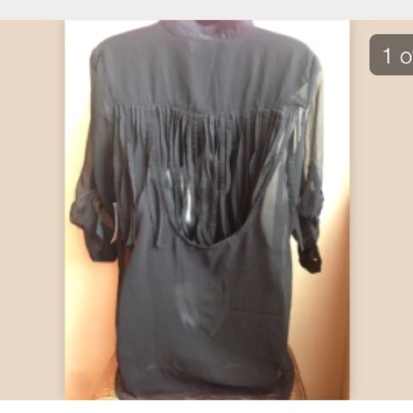 Tops - 3 for $35 Sheer Hi-lo shirt with fringes in back.