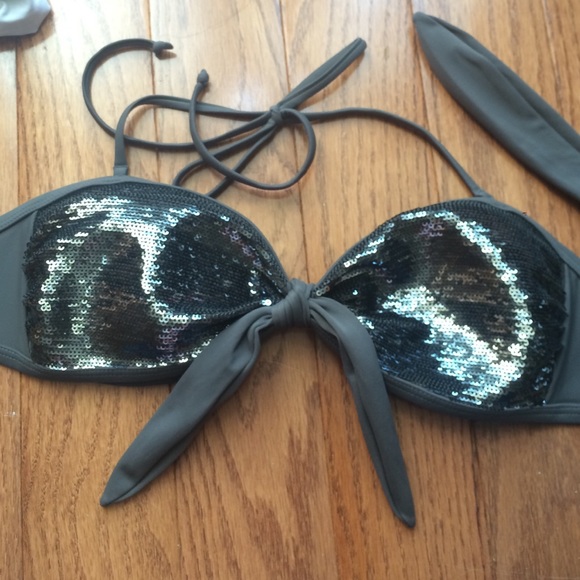 Charcoal Grey Sequined Aerie Bikini