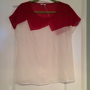 Red & White Geometric Blouse