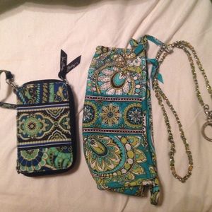 Vera Bradley wallet, makeup bag, and lanyard