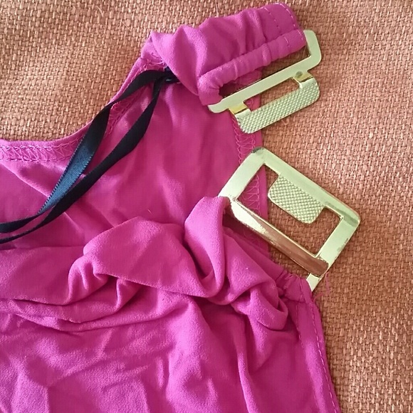 Fuchsia Buckle Strap Shirt - Picture 3 of 3
