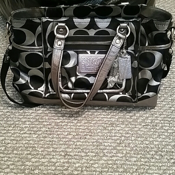 Coach black and silver purse