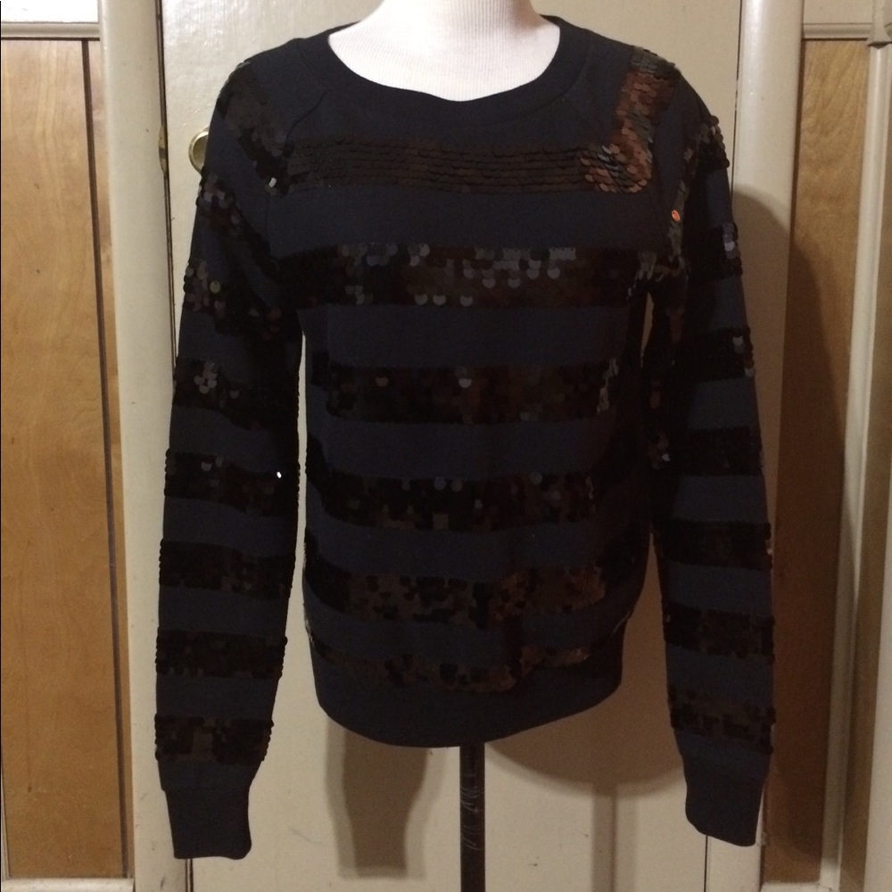 VS Pink Sequin Striped Sweatshirt
