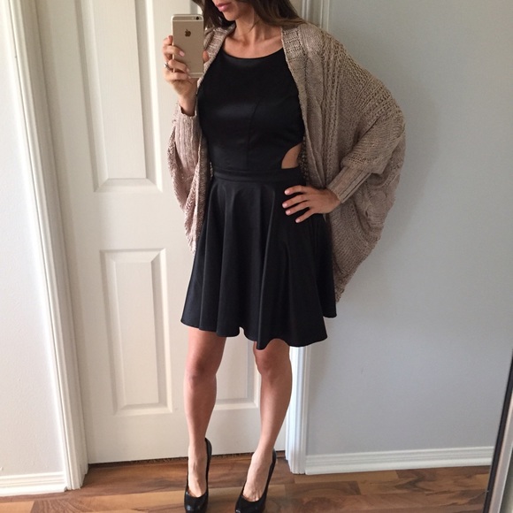 Reserved • Black Side Cut Out Skater Dress - Picture 2 of 4