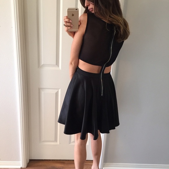 Reserved • Black Side Cut Out Skater Dress - Picture 3 of 4