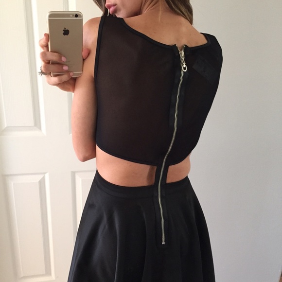 Reserved • Black Side Cut Out Skater Dress - Picture 4 of 4