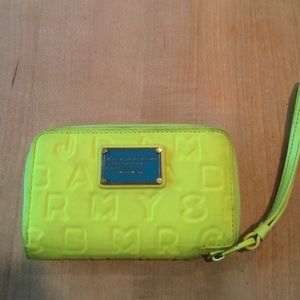 Marc Jacobs Neon yellow neoprene wallet
