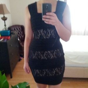 Black lace bodycon dress