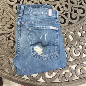 7 for all mankind distressed skinny jeans size 26