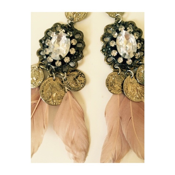 Light Pink Feather Earrings - Picture 2 of 2