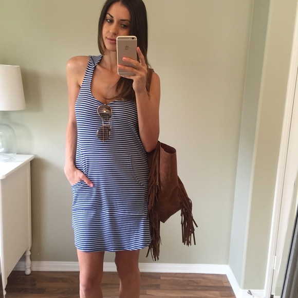 Sold • Blue & White Striped Summer Dress - Picture 2 of 4
