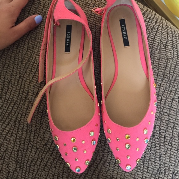 Pink studded flats