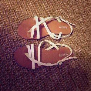 White scrappy sandals