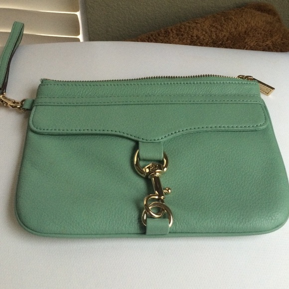 Mint green Rebecca Minkoff clutch/wristlet
