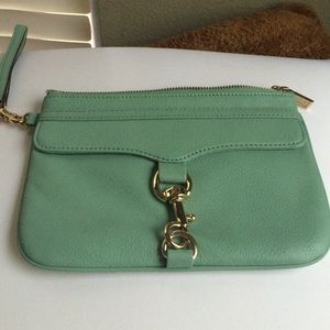 Mint green Rebecca Minkoff clutch/wristlet