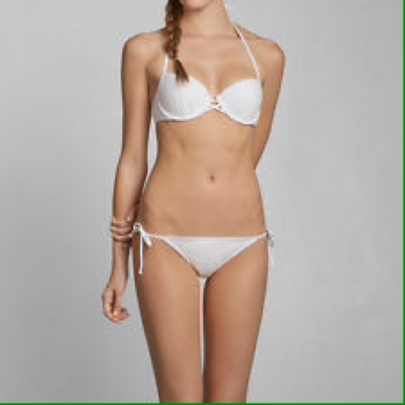 A&F white lace push up bikini top