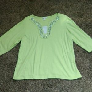 Ladies lime green top cute detailing