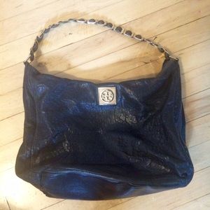 Black leather Tory Burch purse gold accents