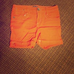 Kids orange denim shorts