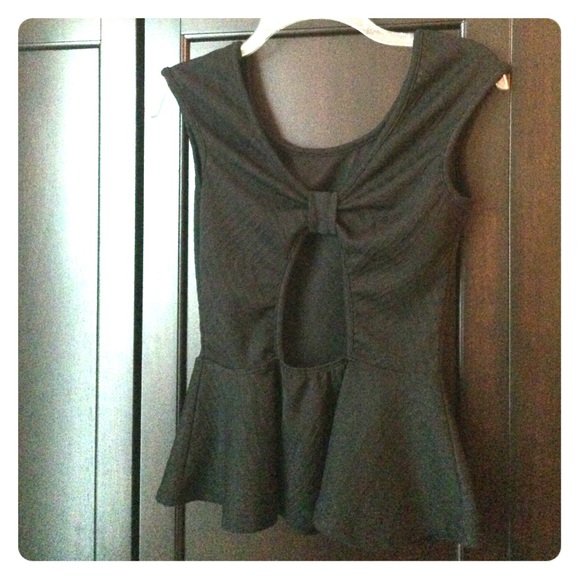 Black Peplum Top with cut out back