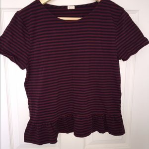 J Crew striped peplum top