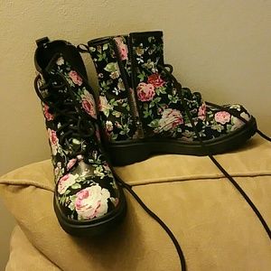 Floral combat boots