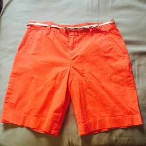 Orange shorts with a belt
