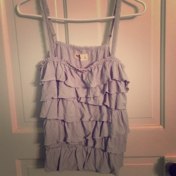 Hollister light gray ruffle tank