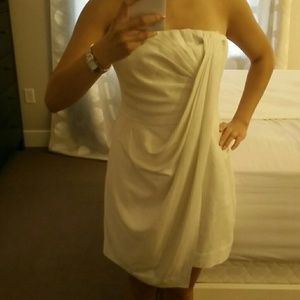 BCBG Runway cream colored linen strapless dress