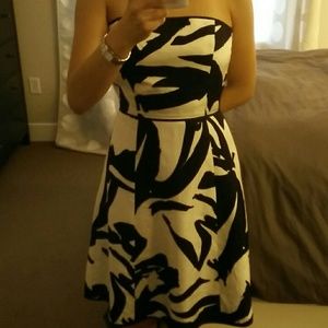 Ann Taylor black & white floral silk dress