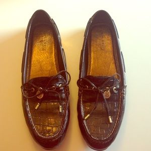 Brown sperry top slider loafer