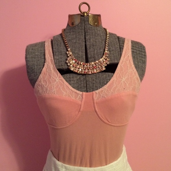 Pink & White Lace Ladylike Tank Top