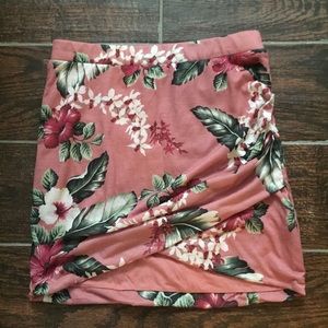 Floral faux wrap skirt