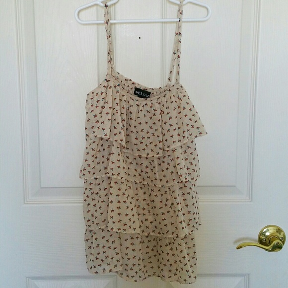 Wet Seal Printed Ruffles Tank Top