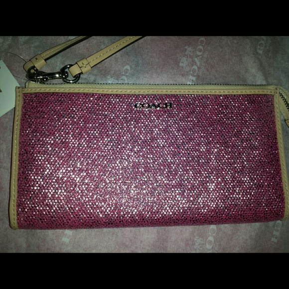Metallic pink Coach Wallet/ Wristlet